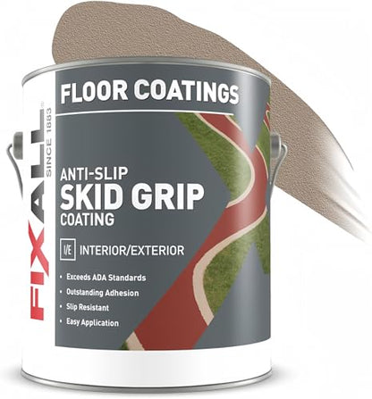FIXALL Skid Grip Anti-Slip Coating, 1 Gallon, Camel, Exceeds ADA Standards, Ideal for Safety Areas, Slip-Resistant Pavement, Cement & Concrete Paint - color: Camel, size: 128 Fl Oz (Pack of 1)