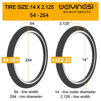 14x2.125 54-254 E-Bike Tire and Tube Set for E-Scooter, Kids Bike- 1 Pack - color: 1 PACK