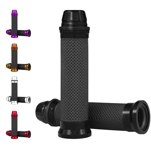 Universal Motorcycle Handlebar Grips Fits for Motorcycles with 7/8" Left Grip and 1" Right Sports Bike Chopper Cruiser Bike Etc. - color: Black