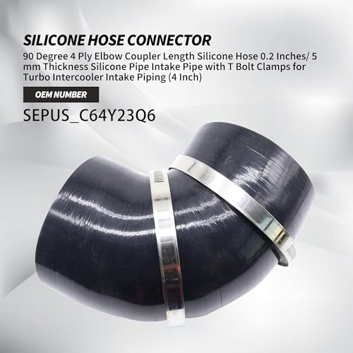 90 Degree 4 Inches Elbow Coupler Silicone Hose 4 Ply Thickness 5mm - size: 4 Inch 90 Degree 4 Ply 0.2 Inches/ 5 mm Thickness