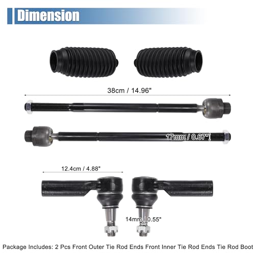 X AUTOHAUX 6pcs Front Inner Outer Tie Rod Ends Kit Suspension Steering Tie Rod End for Dodge for Ram 1500 2006-2010 for Ram 1500 2011-2012 Drag Link No.ES80574/EV800098