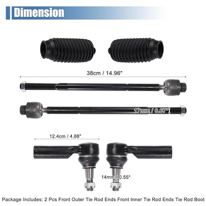 X AUTOHAUX 6pcs Front Inner Outer Tie Rod Ends Kit Suspension Steering Tie Rod End for Dodge for Ram 1500 2006-2010 for Ram 1500 2011-2012 Drag Link No.ES80574/EV800098
