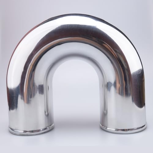 AC PERFORMANCE 4" 180° Aluminum Elbow Intercooler Air Intake Tube, Polished - color: Siver Polished 180, size: 4" (102mm)