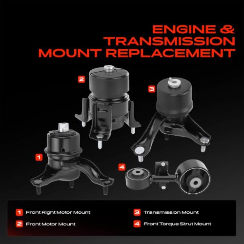 A-Premium Engine Motor and Transmission Mount Kit, with Torque Strut Mount - style: 2007-2011 Camry L4 2.4L Automatic