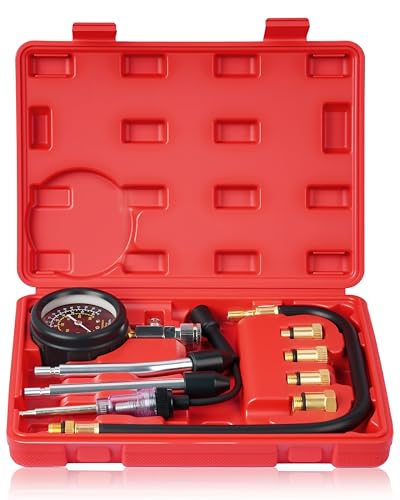 DAYUAN 9Pcs Professional Petrol Engine Compression Tester Kit Set - color: Red-orange