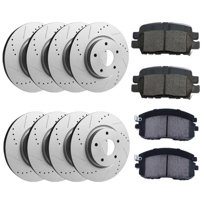 Front & Rear Drilled Slotted Rotors + Pads for 2007 2008 2009-2013 Nissan Altima - color: 31464R-31312R-D815-D905