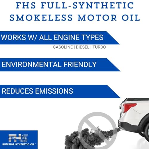 FHS Full-Synthetic Smokeless Motor Oil (10W-30) (1 Gallon Bottle) - High-Performance Engine Oil Stays Cleaner, Reduces Emissions, & Extends Mileage