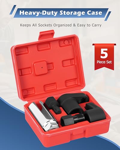 DAYUAN 5Pcs O2 Oxygen Sensor Socket Set, Oxygen Sensor Remover Tool Kit - size: 5Pcs-Red