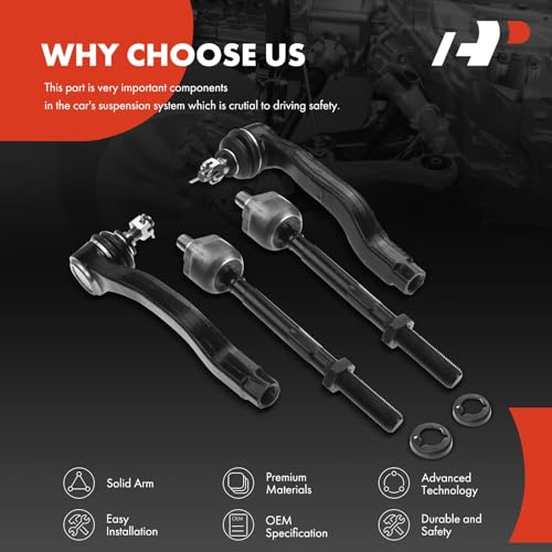 A-Premium Front Inner & Outer Tie Rod End Kit Fix Uneven Tire Wear