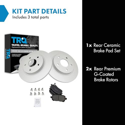 TRQ Rear Brake Pad and Rotor Set Ceramic G Coated Solid Rotors - style: BKA14746
