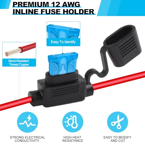 Cooclensportey 4 Pack 12AWG Waterproof Inline Fuse Holder