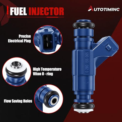 MP5083 Fuel Injectors Set of 4 Compatible with 2001-2006 Audi A4 1.8L - color: F-0280156065