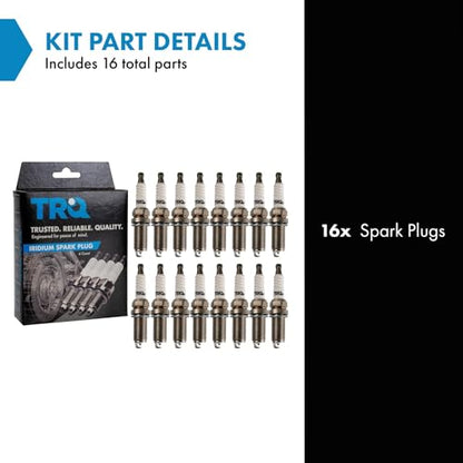 TRQ Iridium Spark Plugs Engine Tune Up Ignition Kit 16 Piece Set - style: SPA02183