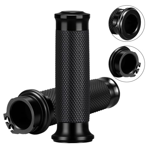 Motorcycle Black Hand Grips 1 Inch Handlebar Grips Universal Compatible for Harley Honda Kawasaki Suzuki Yamaha Bobber Chopper Cafe Racer