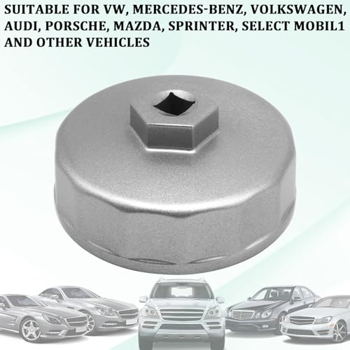 Oil Filter Wrench, Heavy Duty 74mm 14 Flutes Oil Filter Cap Wrenches Removal Tool Compatible with Mercedes Benz, Audi, VW, Porsche, Audi, Mazda, Sprinter Select Mobil1, Bosch, Mahle
