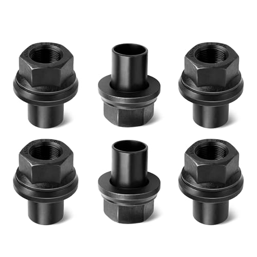 6PCS Two Piece Wheel Nuts, 28mm Sleeve Flanged, M22x1.5, 33mm Hex