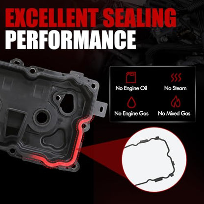 MITZONE Engine Valve Cover Kit Left & Right with Gasket & Bolts Compatible with 2009-2014 Nissan Murano Quest 3.5L Replace# 13264-JP01A 13264-JP01B
