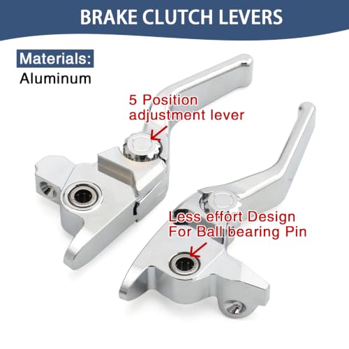 Motorcycle Levers Brake Clutch Handle Adjustable Lever Fit for Harley 2017-2020 Touring Road Glide Road King Electra Glide Street Glide 2019-2020 Trike Tri Glide Freewheeler (Short, Chrome) - color: Chrome