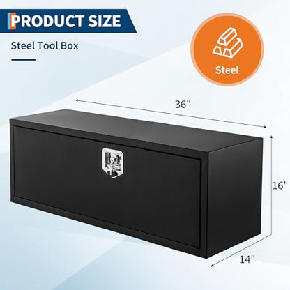 Garvee Black Steel Truck Bed Tool Box, Trailer Tongue Box, Truck Storage Organizer Tool Chest For Truck Bed, RV, Trailer (14 * 16 * 36-Black) - size: 14 * 16 * 36-Black