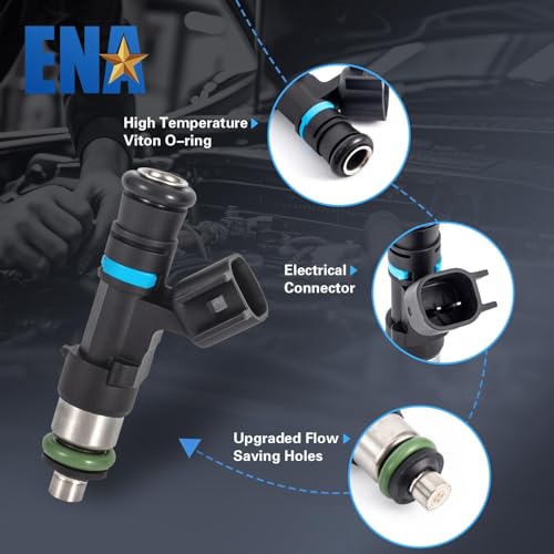 ENA Set of 6 Fuel Injectors for FJ818 0280158055 Automotive Replacement Compatible with Ford 2006-2010 Explorer & Sport Trac, 2005-2010 Mustang, 2005-2011 Ranger, Mercury 2006-2010 Mountaineer V6 4.0L