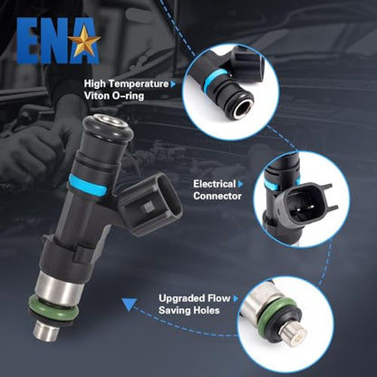 ENA Set of 6 Fuel Injectors for FJ818 0280158055 Automotive Replacement Compatible with Ford 2006-2010 Explorer & Sport Trac, 2005-2010 Mustang, 2005-2011 Ranger, Mercury 2006-2010 Mountaineer V6 4.0L