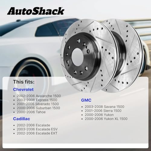 AutoShack Front & Rear Drilled & Slotted E-Coated Brake Rotors, 4pcs - style: SHADOW GUARD