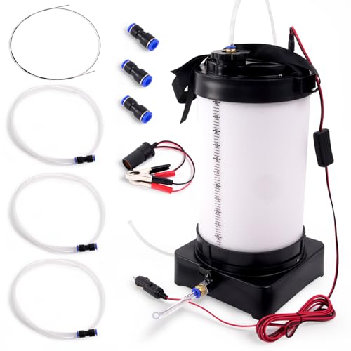leaptrend Electric Oil Vacuum Extractor (NOT Manual), Oil Changer Fluid Extractor Pump with Cigarette Lighter and Crocodile Clip, 3 Size Oil Extraction Hose, 6L Oil Barrel w/Drain Switch