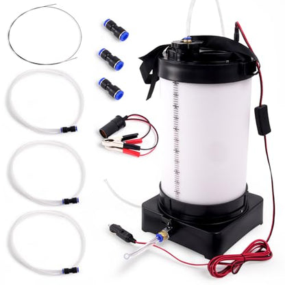 leaptrend Electric Oil Vacuum Extractor (NOT Manual), Oil Changer Fluid Extractor Pump with Cigarette Lighter and Crocodile Clip, 3 Size Oil Extraction Hose, 6L Oil Barrel w/Drain Switch
