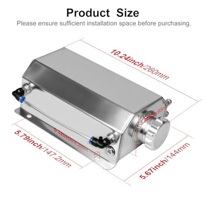 Coolant Reservoir Tank, 2L Aluminum Radiator Overflow Tank Silver - color: Silver, size: 2L