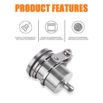 Universal Motorcycle Aluminum Brake Fluid Reservoir Oil Cup Fit For Yamaha Kawasaki Honda Suzuki BMW and more (Silver) - color: silver
