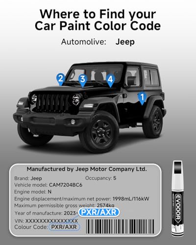PXR/AXR Brilliant Black Pearl Touch Up Paint Compatible with JeepExact Match 2 in 1 Touch up Paint for Chips and Nicks Repair - color: Brilliant Black Pearl(PXR/AXR) Compatible with Cherokee/Grand Cherokee/Liberty