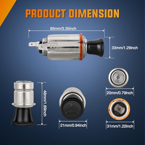 Nilight 12V Cigarette Lighter Car Replacement Socket with Terminals Wires Built-in Fuse auto Cigarette Lighter Adapter Push Button car Accessory Replacement Plug for Car Truck RV ATV UTV Marine Boat - color: 1 Pack