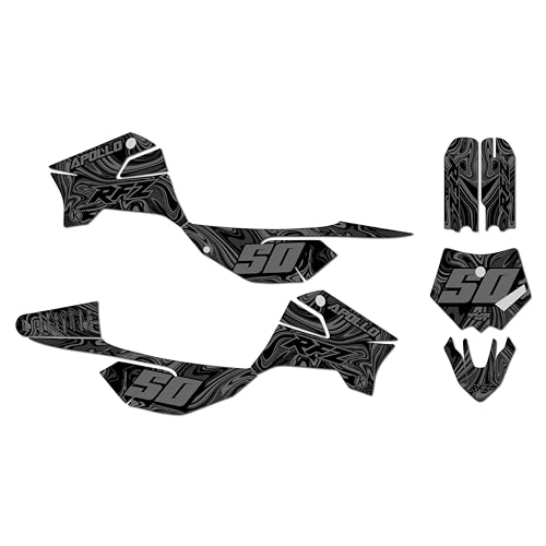 Graphics Kit for Apollo RFZ X4-X6 X14-X19 (All Years) SNAGGED Series Smoke 09 Mil - Dirt bike Custom Racing Graphics Decals Stickers Kit, no-plastics - color: Smoke, size: 9 Mil - Easy Go