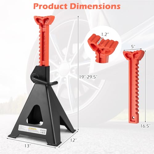 Goplus Jack Stands 12 Ton, 4 Pack 26,400 LBS Jack Stand with 19"-29.5" Adjustable Lifting Height, Handle Lock, Heavy-Duty Car Jack Stand for SUV, Sedan, Pickup, UTV - size: 4-Pack