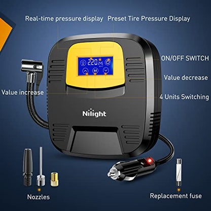 Nilight Digital Tire Inflator Air Compressor Portable Pump w/Pressure Gauge - color: Touch Screen Air Pump