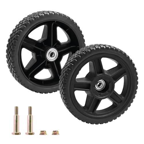 8 Inch Lawn Mower Wheels kits with Bolts & Nuts - 2 Pack General Tire Push Mower Plastic Wheels Fits Craftsman Mower Generator Garden Tiller Most Standard push Lawn Mowers (8×1.75'') - size: 8 inch