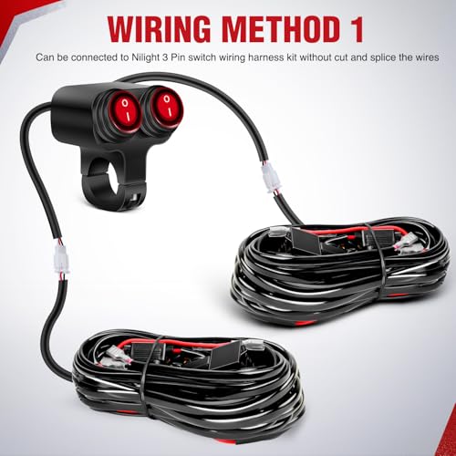 Nilight Motorcycle Handlebar Switch 12V Dual Push Button 22mm Waterproof - color: Motorcycle Handlebar Switch-Dual Control