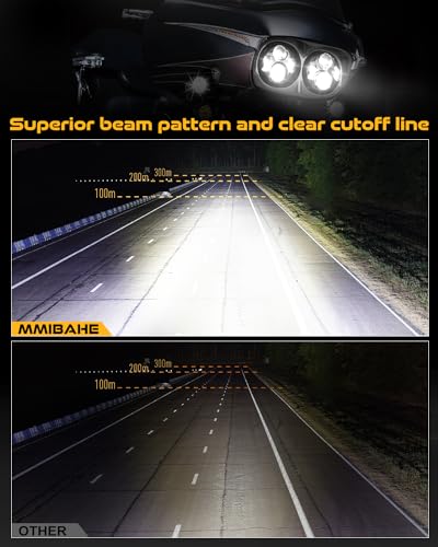 M MIBAHE 120W 5.75 Inch Dual LED Headlight Compatible with Road Glide 2004-2013, Chrome - color: chrome