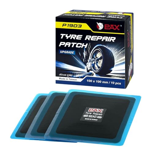 PAX 10 Pcs 100x100mm (3.94x3.94 inch) Upgraded Square 2-in-1 Tire Repair Patches, Suitable for Radial and Bias Tires on Car, Truck, Agricultural Vehicles, BMX, ATVs, Inflatable Rubber - size: 100x100mm