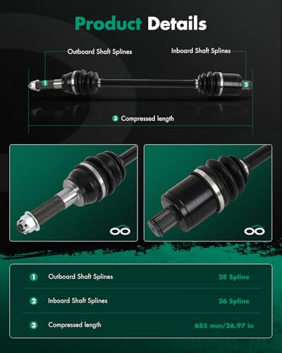 SCITOO Rear CV Axle Shaft Assembly for Ranger Crew XP 1000 900 2017-2019