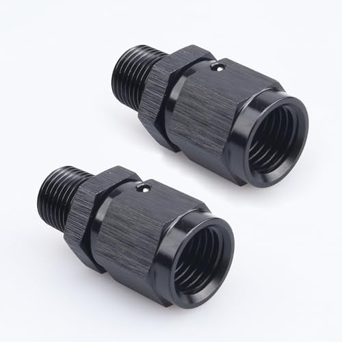 AC PERFORMANCE -3 AN Female to 1/8" NPT Male Swivel Fitting Aluminum 2PCS - color: Black, size: 3AN to 1/8 NPT - 2PCS