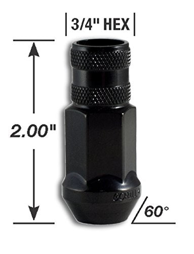 Gorilla Automotive 45038BC-20 Black 12mm x 1.50 Thread Size Forged Steel Chrome Finish Open End Lug Nut, (Pack of 20)