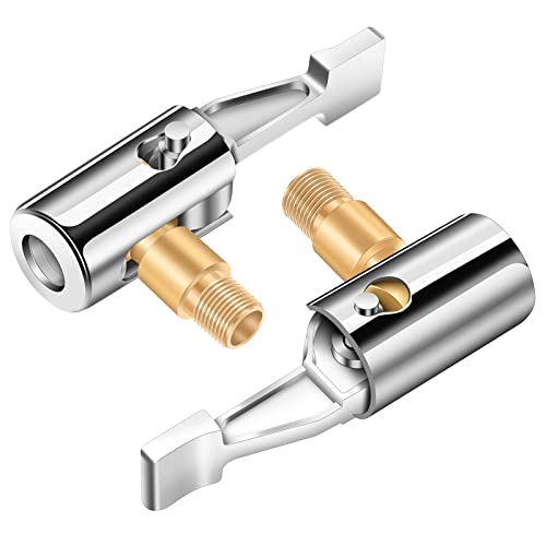 LUMITECO All Metal Lock On Air Chuck Tire Inflator Hose Adapter, Locking Tire Air Chuck with Standard Tire Valve Thread, No Air Leakage Tire Inflating Hose End for Portable Tire Pump/Air Compressor - size: Golden Thread