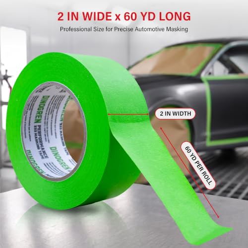 LAUCO DINOGREN High Performance Masking Tape for Car Paint 2 inches, 20 Rolls Heat & Water Resistant, Multi-Purpose Green 07767 - size: 2in-20rolls