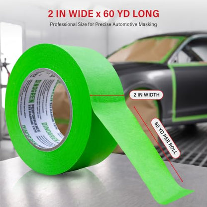 LAUCO DINOGREN High Performance Masking Tape for Car Paint 2 inches, 20 Rolls Heat & Water Resistant, Multi-Purpose Green 07767 - size: 2in-20rolls