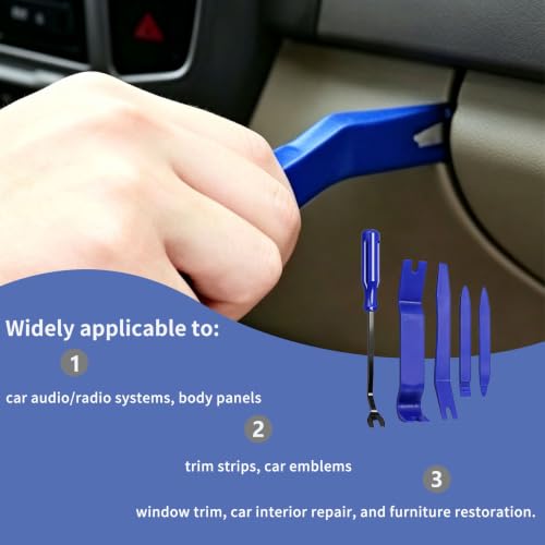 5PCS Auto Trim Removal Tool Kit, Pry Tool Kit, No Scratch (Blue) - color: Blue