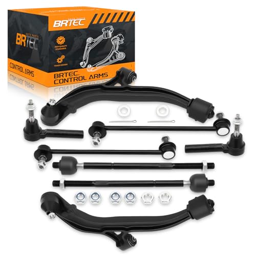 BRTEC Front Lower Control Arms kit Compatible with Chrysler Town & Country 2001-2007, Voyager 2001-2003, Dodge Caravan & Grand Caravan 2001-2007 Sway Bar End Link Tie Rod Ends Front End Suspension kit