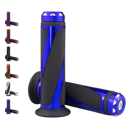 Universal Motorcycle Handlebar Grips Fits for Motorcycles with 7/8" Left Grip and 1" Right - color: Blue