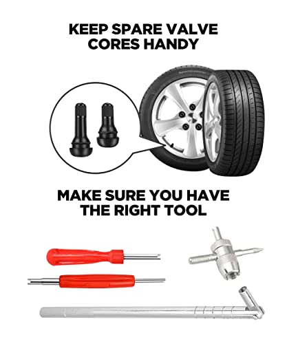 AOCISKA Tire Valve Stem Puller Tools Set,Includes Valve Stem Cores,4 Way Valve Core Remover,Single Head Tire Valve Core Remover,Valve Stem Installer, Tire Repair Schrader Valve Tool