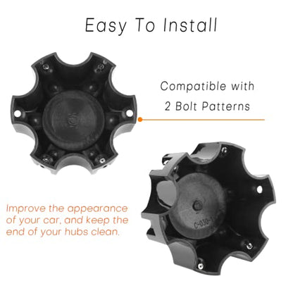 4.49in Wheel Center Caps for Ballistic Black Center Cover Replacement, 4 Pack, 6 lugs